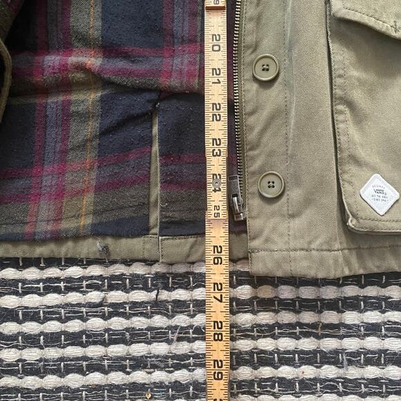 🌿Vans Womens Green Plaid Lined Utility Button Zip Pocket Jacket M - Picture 7 of 9